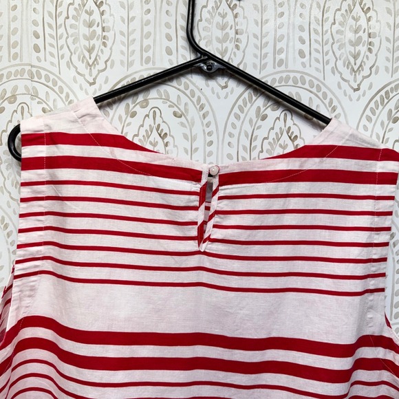 Liz Claiborne Sleeveless Top Women XXL Red White Striped Linen Blend Nautical - Picture 7 of 8